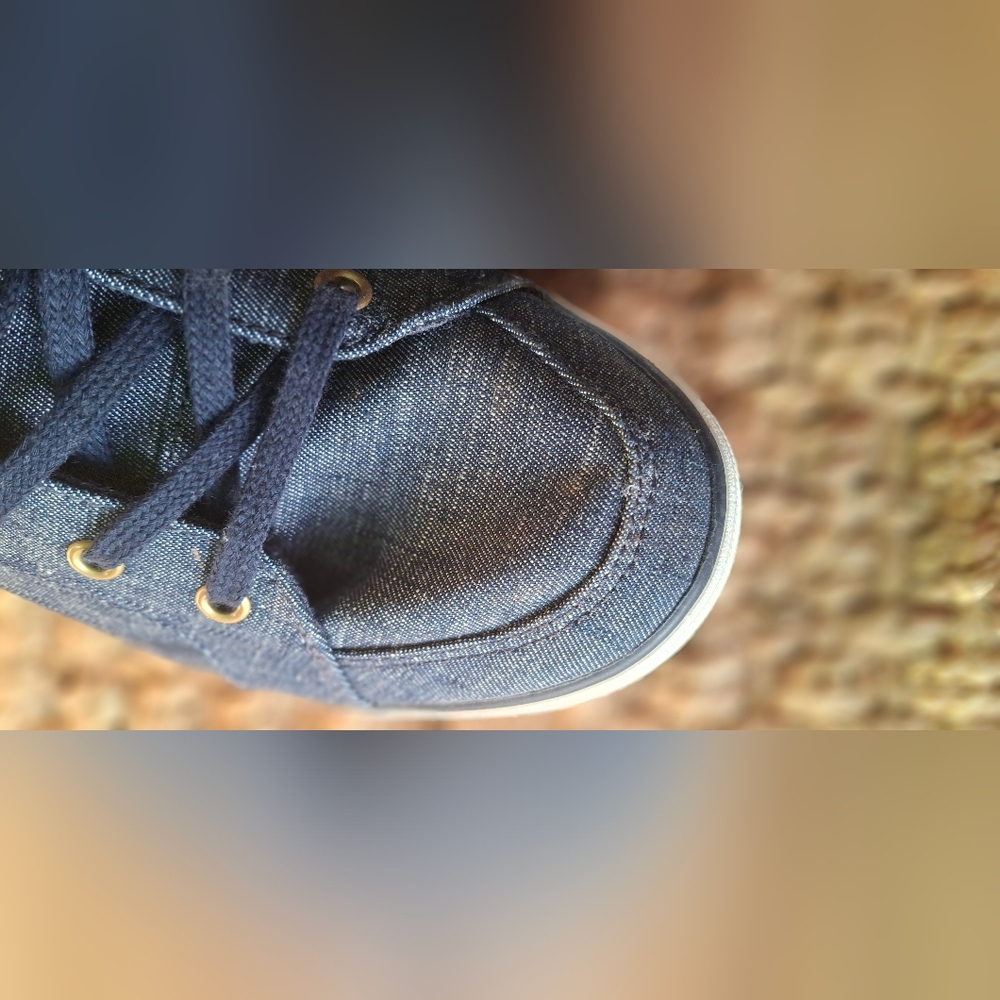 Keds Blue Canvas Lace-Up Sneakers Denim Preppy Casual Sz 10 Boho Gypsy - Picture 3 of 10